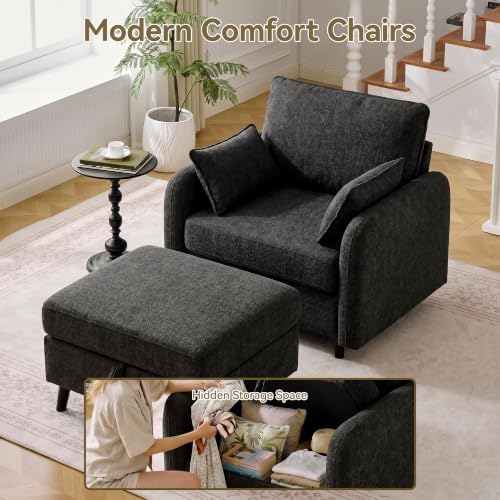Accent Chair with Ottoman, Storage Reading Chair - Image 4