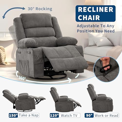 Garvee Rocking Recliner Chair for Adults Wide 360° Swivel Rocker Recliner - Image 3