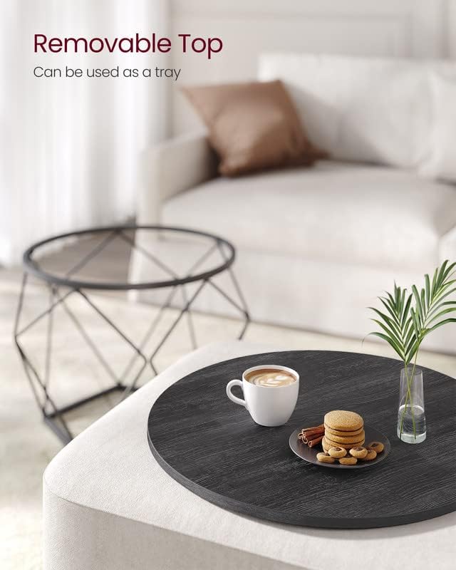 VASAGLE Small Round Coffee Table Set of 2, - Image 6