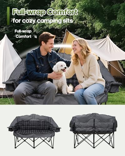 Padded Double Camping Chair Loveseat Oversized Camping Couch - Image 4