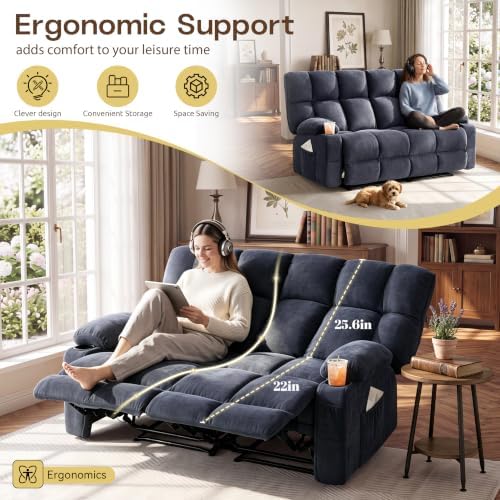 Oversized Loveseat Recliner Sofa, Wall Hugger Reclining Loveseat - Image 4