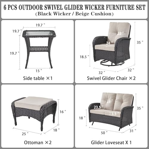 Belord 6 Pieces Wicker Patio Conversation Sets - Image 4