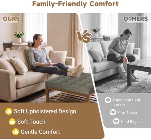 Befurtori Ottoman with Storage Bench, Linen Ottoman Coffee Table - Image 5