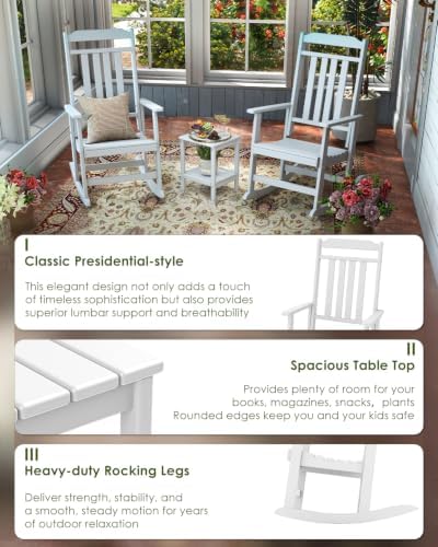 GREENVINES Outdoor Rocking Chairs Set, 2 Rockers w/ 1 Side Table - Image 5