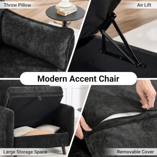 Oversized Accent Chair with Storage, Chenille Comfy Living Room Chairs with 2 - Image 6