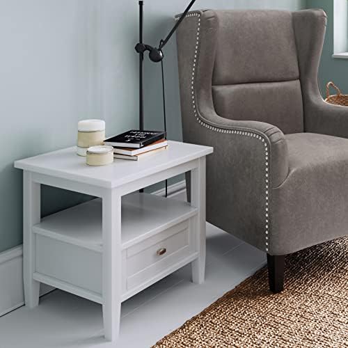 SIMPLIHOME Warm Shaker 20" Wide Solid Wood Square End Table in White - Image 2