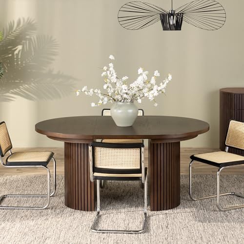 Transformer Table Solid Wood Extendable Round Dining Table Set, Dark Brown - Image 2