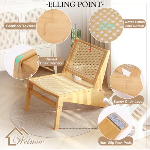 Welnow Mid Century Rattan Accent Chair - Image 5