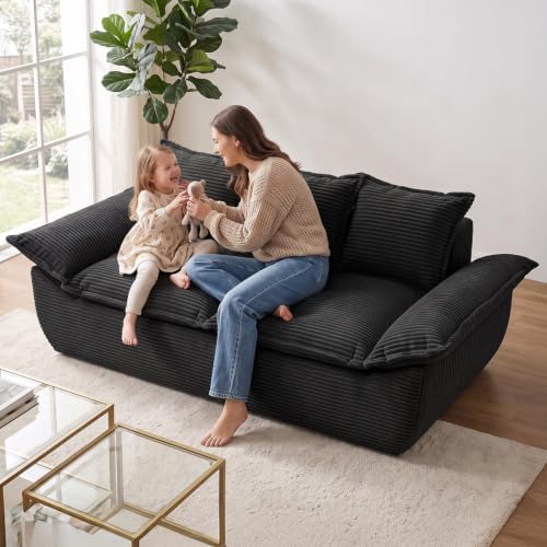 69" Boneless Loveseat Sofa, 2-Seater Boneless Couch by AOLVDOW