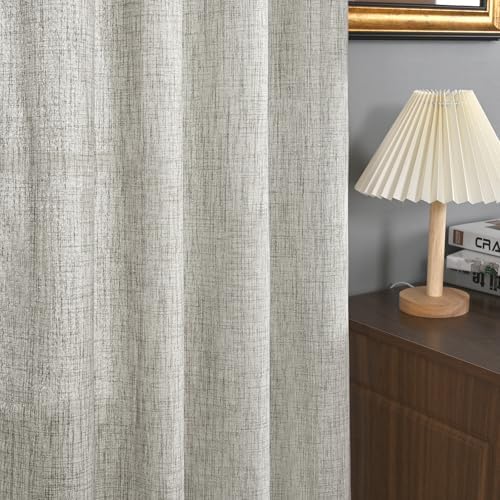 YoungsTex Grey Linen Semi Sheer Curtains 36 Inch Length Kitchen Winow Sink - Image 4
