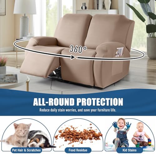 TAOCOCO Recliner Loveseat Slipcover, 2 Pieces Polyester Fabric Stretch Sofa - Image 3