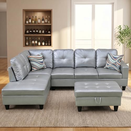 Faux Leather Sectional Couches for Living Room by Topcomfy