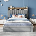 EnHomee Twin Bed Frame with Large Drawer & 2-Tier Storage Headboard Shelf by EnHomee