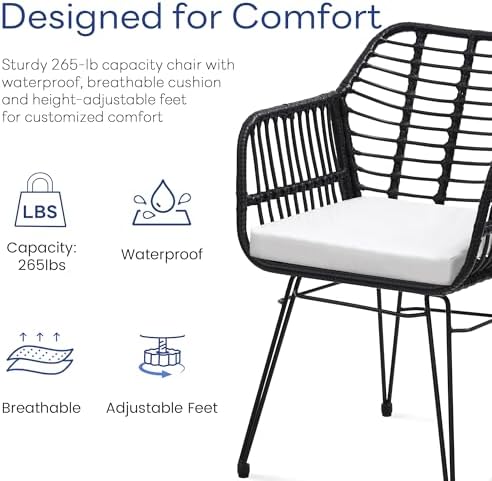 KROFEM 3 Piece Wicker Patio Bistro Furniture Set - Image 4