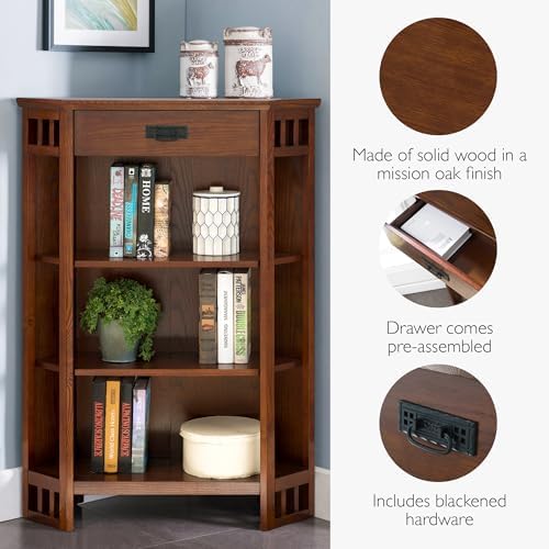 Leick Home Mission Corner Bookcase, Mission Oak - Image 5