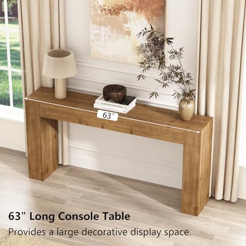 63" Solid Wood Console Table for Entryway, Long Farmhouse Sofa Table - Image 7