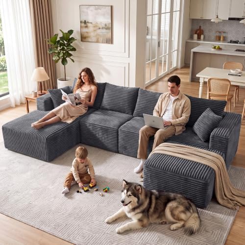 118" U Shaped Boneless Couches for Living Room, Modular Sectional Sofa - Image 3