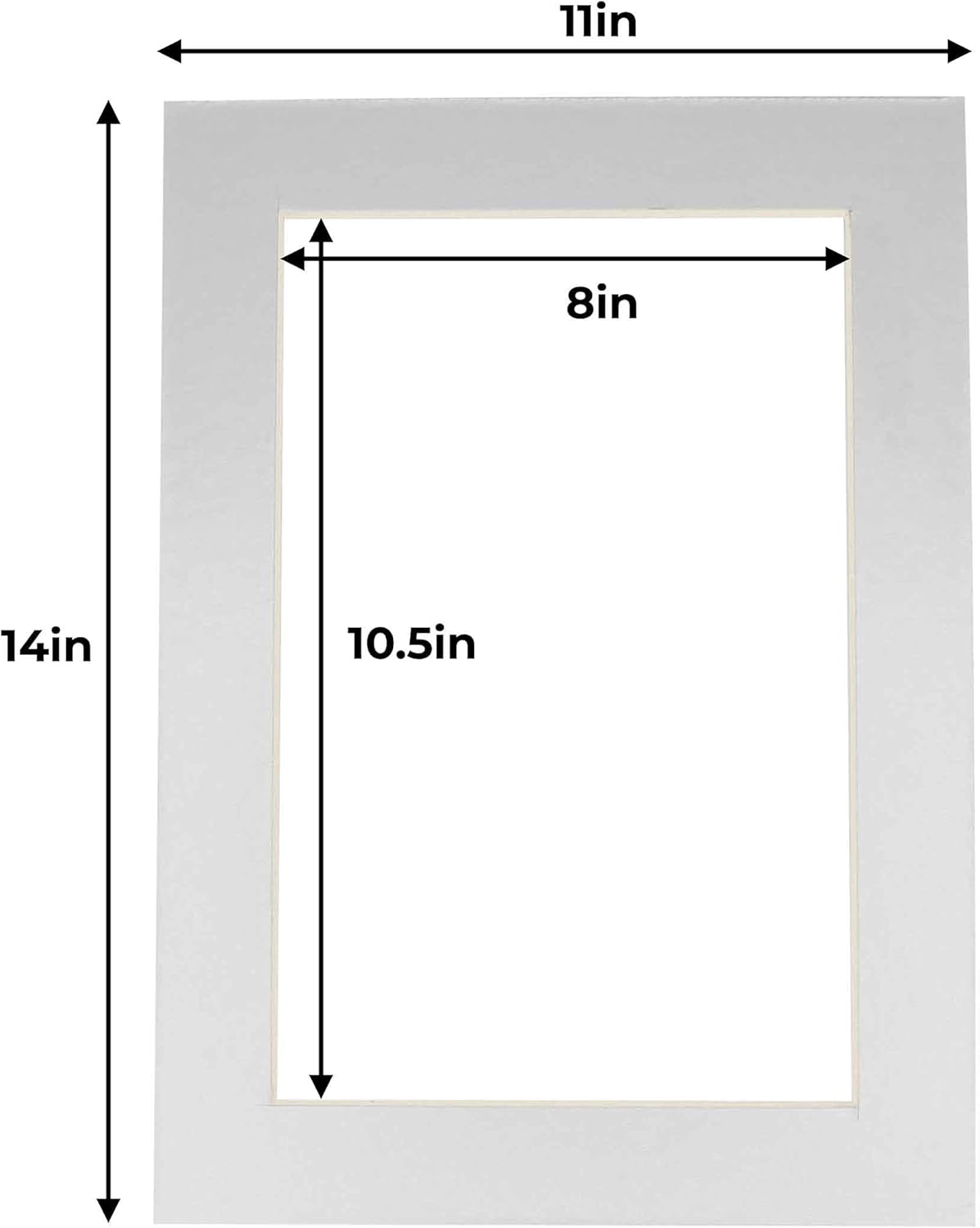 11x14 Mat for 8.5x11 Photo - Precut Metallic Silver Picture Matboard for Frames Measuring 11 x 14 Inches - Bevel Cut Matte to Display Art Measuring 8.5 x 11 Inches - Acid Free Pack of TEN MATS