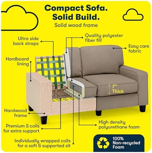 Serta Palisades 61" Track Arm Sofa, Easy Care Polyester, Soft Pillow Back - Image 5