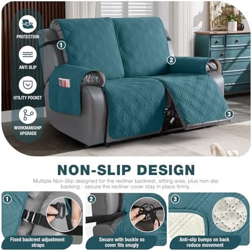 TAOCOCO 100% Waterproof Loveseat Recliner Covers 2 Seater, Split Loveseat Covers - Image 5