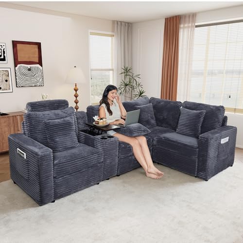 RARZOE Modular Sectional Couch Corner Seat Module, Corduroy Armless Corner Seat - Image 2