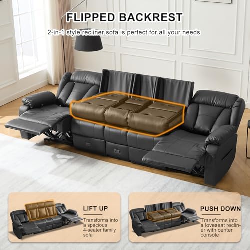 110" Reclining Sofa 4 Seater Recliner Couch - Image 5