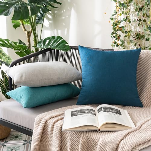 MIULEE Decorative Outdoor Pillow Covers Waterproof 18x18 Blue - Image 4