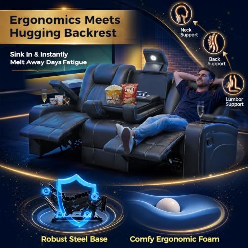 Home Theater Seating, Reclining Sofa, 3X Recliner Sofa - Image 4