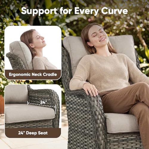 Belord 8 Piece Wicker Patio Furniture Set, Outdoor Swivel Rocker Chairs Set of 2 - Image 3