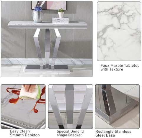 Henf 47in Faux Marble Console Table - Image 5