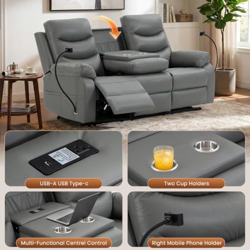 Faux Leather Manual Reclining Sofa, Recliner Sofa 3 Seater - Image 4