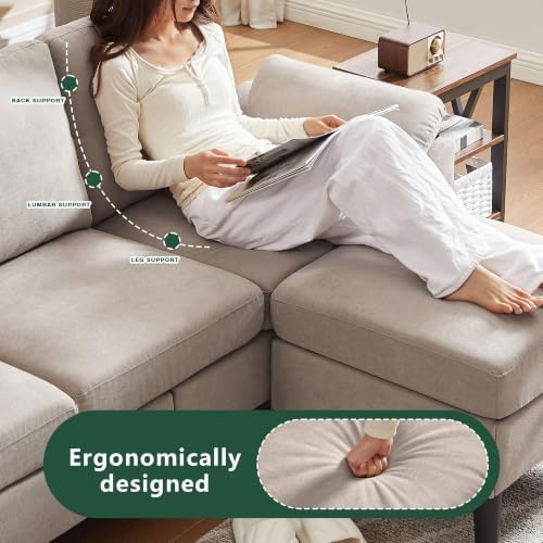 79" Convertible Sectional Sofa Set, Modern Linen Small L Shaped Couch - Image 6