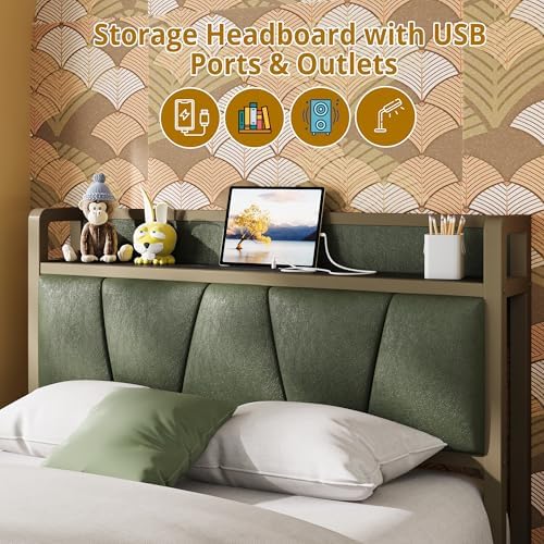 LIKIMIO XL Twin Bed Frame with Storage Headboard & Charging Station - Image 4