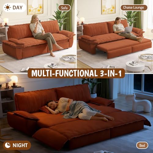 73.2" Queen Size Sleeper Sofa Bed, 3-in-1 Convertible Pull Out Couch - Image 3