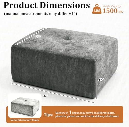 37" Oversized Boneless Couch, Comfort Cloud Sectional Couches - Image 2