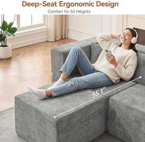MONVANE Modular Sectional Sofa, Oversized 12 Seat Convertible U Shaped Couch - Image 4