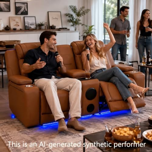 Power Recliner Sofa Set 3 Piece, Leather Reclining Couch - Image 5