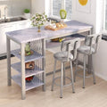 AWQM 3-Piece Bar Table and Chairs Set, Modern Gray Table by AWQM