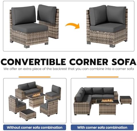 Patio Furniture Set with 44'' Fire Pit Table - Image 4