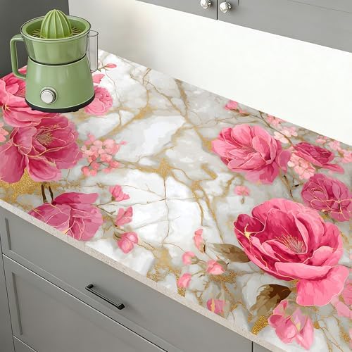 Pink Rose Marble Peel and Wallpaper, 39.37 x 23.62 in Removable Vinyl Contact - Image 4