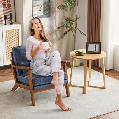 Karl home Mid-Century Lounge Accent Chair, Dusty-Blue - Image 4