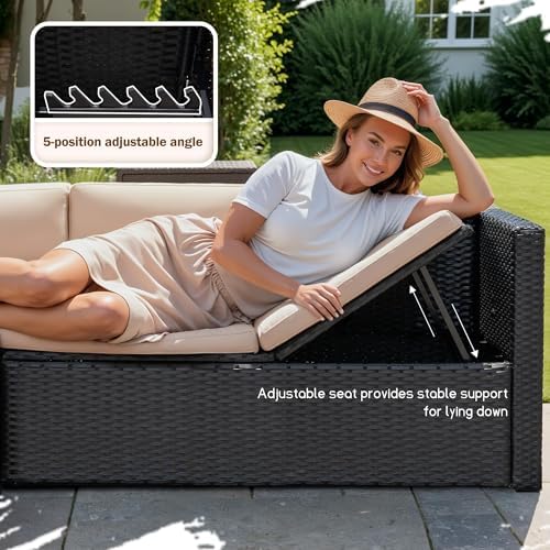 Greesum 3 Piece Patio Furniture Set Outdoor Wicker Rattan Sectional Sofa - Image 5