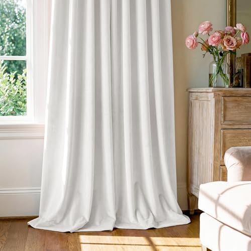 StangH White Velvet Curtains Light Dimming Privacy, W52 x L96, 2 Panels - Image 6
