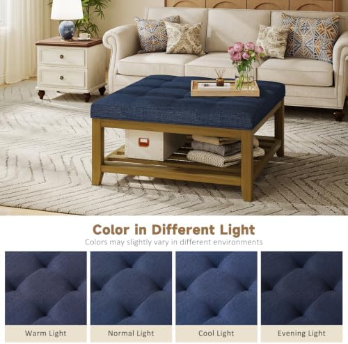 Befurtori Ottoman with Storage Bench, Linen Ottoman Coffee Table - Image 6