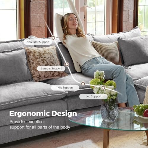 ELUCHANG 150" Oversized Modular Sectional Sofa Cloud Couch, 6 Seater U Shaped - Image 4