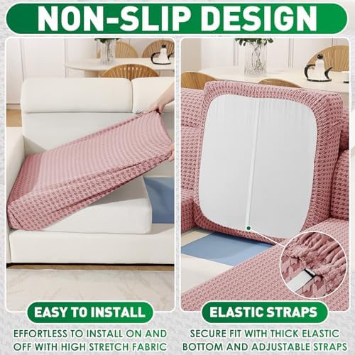 MAXIJIN Couch Cushion Covers for Sectional Sofa, Stretch Sofa Cushion Cover - Image 4