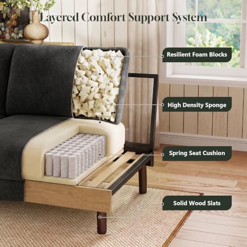 WorthFurni 68" Loveseat Sofa, Comfy Chenille Fabric Couches - Image 5