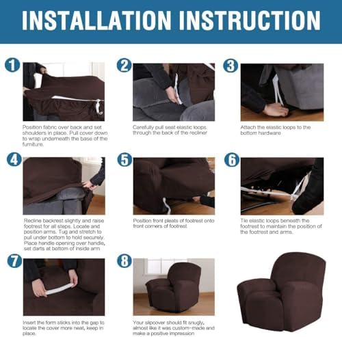 H.VERSAILTEX Velvet Recliner Chair Covers 1-Piece - Image 5
