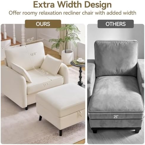 41" Accent Chair with Ottoman, Storage Reading Chair - Image 6
