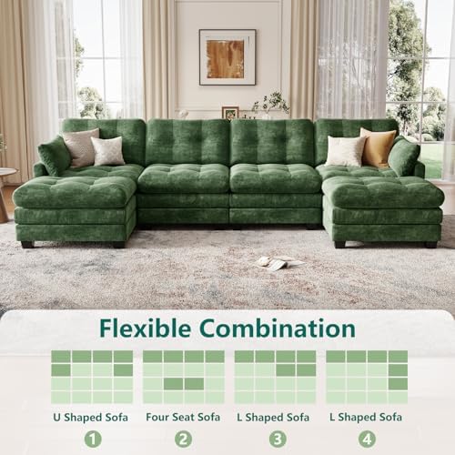116.5" Modular Sectional Cloud Couch, U Shaped Tufted Sofa - Image 3